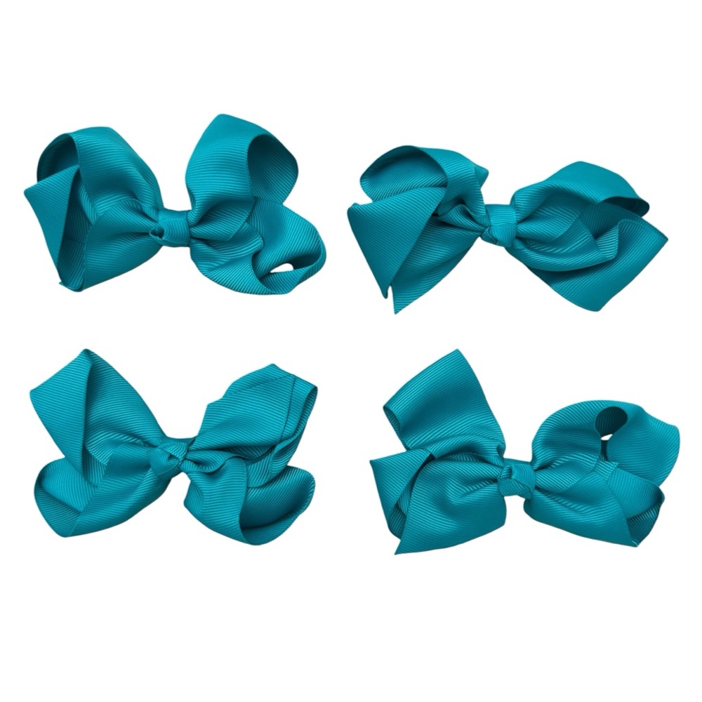 Set of 4 🎀 🎀 🎀 🎀 Girls 4” Teal Grosgrain Hair Bows |Boutique Style | NWOT